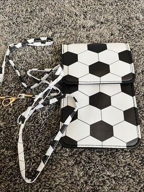 Black & White Soccer Ball Pattern Crossbody Phone bag! New.